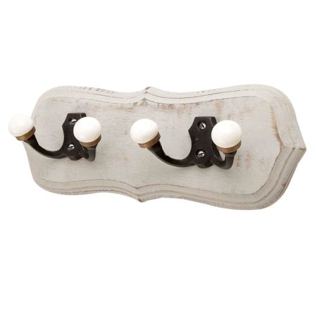 Grey Black Double Loop Ceramic Iron Wooden Hooks